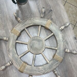 Rustic Wooden Ship Wheel Decor